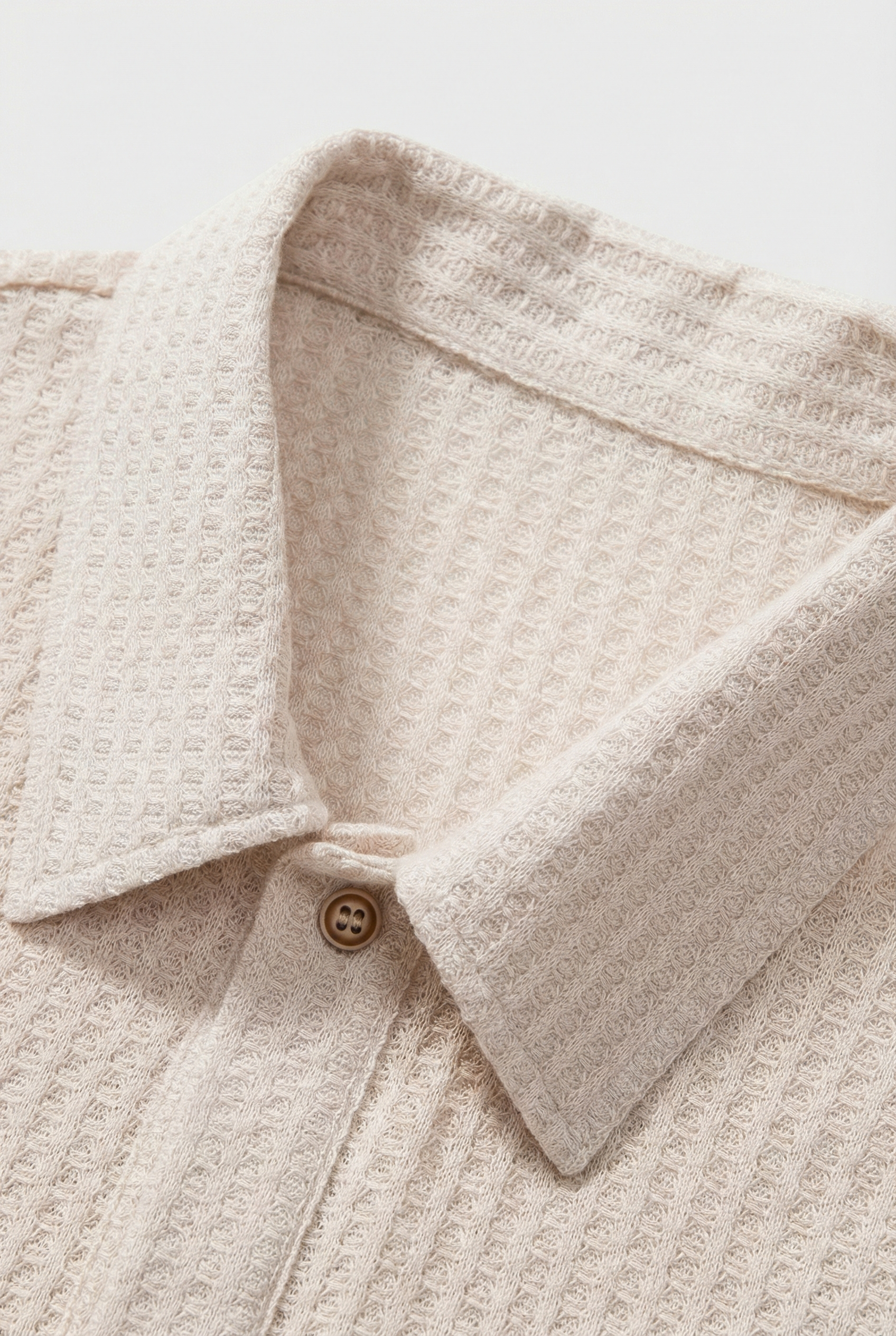 Men's Polo Shirt Waffle Knit Breathable Fabric Relaxed Fit Button Closure 1